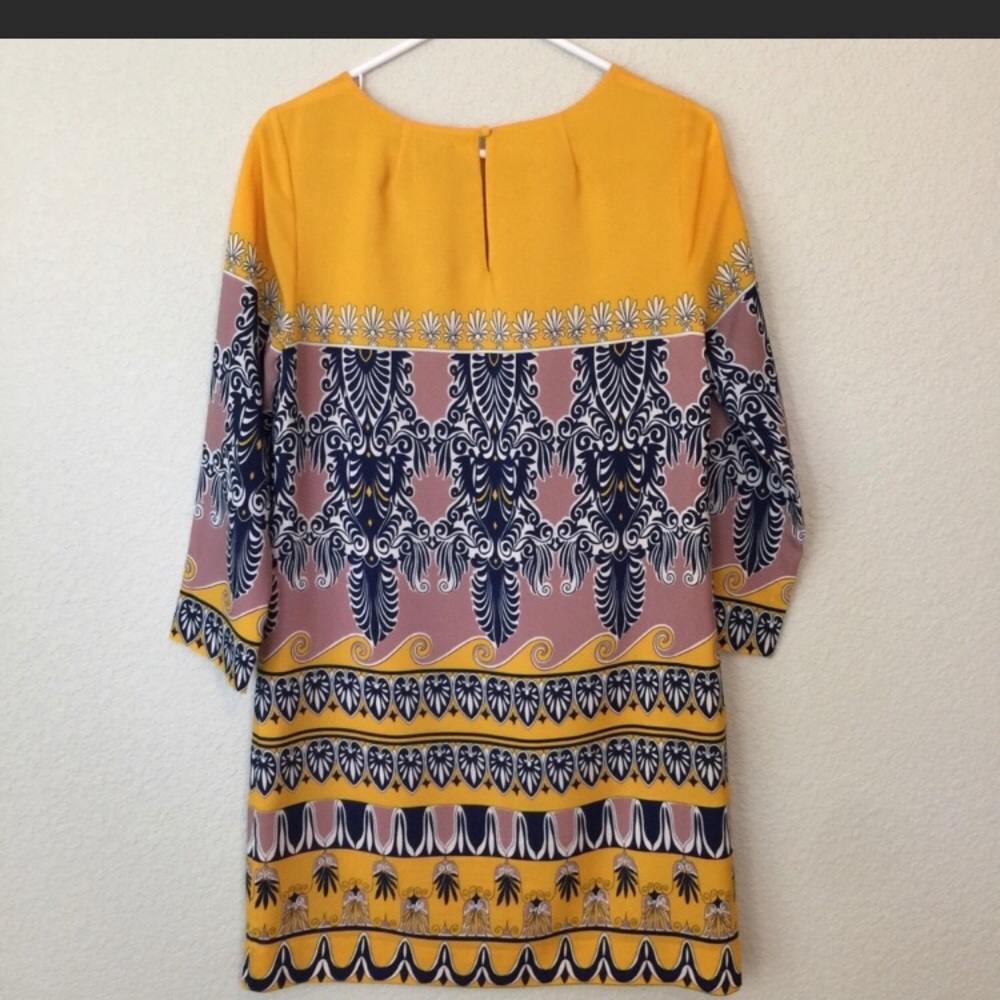 J Crew yellow and Blue shift dress 0 lined - Picture 3 of 5